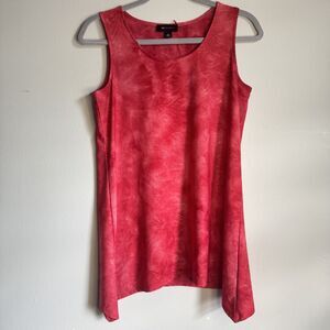 Red Tank Top Womens Small Vintage Hanky Embroidered Swirl Texture Flowy Fairy